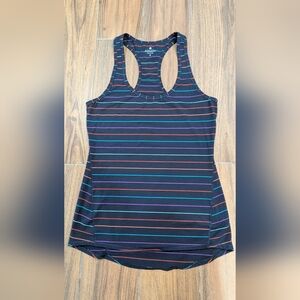 Athleta Striped Racerback Navy Multicolor Tank Top, Women's Size Small
